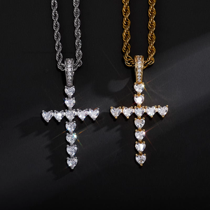 Copper Sporty Heart-Shaped <b>Cross</b> Pendant Simple Fashionable Accessory Men Women Versatile <b>Chain</b> Live - Product Image 2