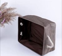 Panier pliable robuste en tissu de lin avec poignées pour l'organisation du rangement dans la placard, grand ensemble de paniers pliables pour l'organisation, boîte de rangement
