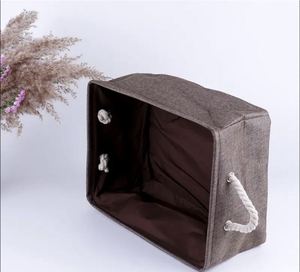 Sturdy Linen Fabric Foldable Basket With Handles for Organizing Closet <b>Storage</b> Large Collapsible Organizer Basket Set Bin <b>Box</b> - Product Image 3