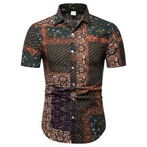 Chemisier décontracté à manches courtes pour hommes, avec impression ethnique africaine, bohème, vente en gros, nouvelle tendance été - Product Image 3