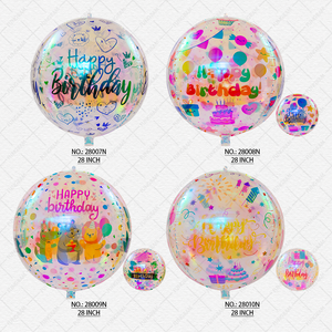 Nuevos <span class=keywords><strong>globos</strong></span> iridiscentes transparentes 4D de 28 pulgadas <span class=keywords><strong>globos</strong></span> de papel de aluminio redondos <span class=keywords><strong>globos</strong></span> decoración de fiesta de cumpleaños feliz cumpleaños <span class=keywords><strong>globos</strong></span> de papel de aluminio 4D - Product Image 1