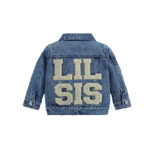 Chaquetas Vaqueras HIPPO KIDS con Parches Bordados de LIL/BIG <span class=keywords><strong>BRO</strong></span>/<span class=keywords><strong>SIS</strong></span>, Abrigo Vaquero para Niños y Niñas, Ropa de Moda para Bebés - Product Image 3