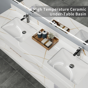 Hotel Furniture Deluxe Double Layer Rock Slab Wall Hanging Marble Cabinet Double <strong>Wash</strong> Under Ceramic <strong>Basin</strong> Bathroom Vanity