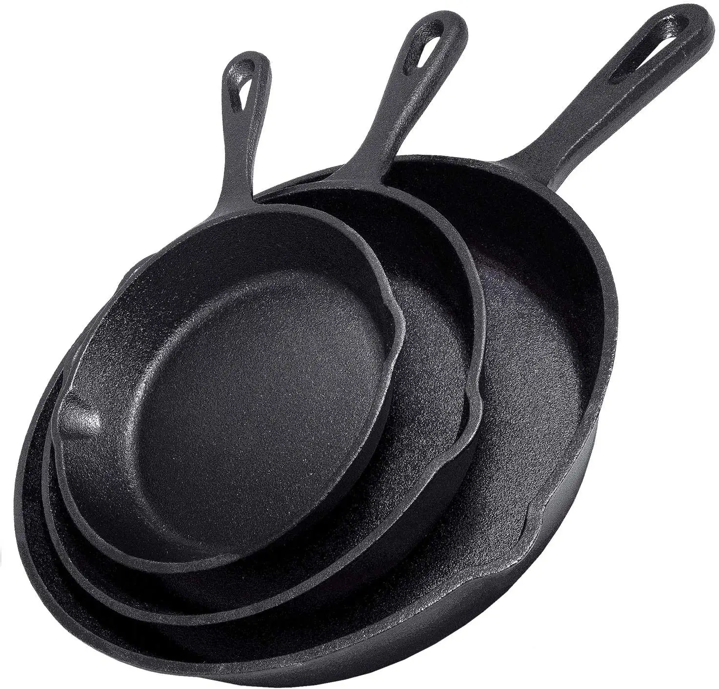 Conjunto de 3 Peça Set Frigideiras de Ferro Fundido Profissional Restaurante Chef Qualidade Pré-Temperado Pan Panelas Set - 10 ", 8", 6 "Panelas