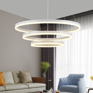 Iralan — lustre Led marron, grand <span class=keywords><strong>Luminaire</strong></span> suspendu en acrylique, 4 anneaux, nouveau modèle 2021 - Product Image 2