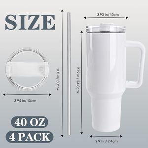 Paquete de 4 Vasos Térmicos para Sublimación de 40 Oz, con Asa, Doble Pared, Aislamiento al Vacío, Acero Inoxidable, Blancos, Mantienen la Temperatura de 6 a 12 Horas - Product Image 2