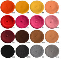 Hot Koop Kleurrijke Fashion Artist 100% Wol Klassieke Vlakte Franse Baret Voor Vrouwen Outdoor