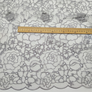 Tela de Encaje Bordada con Organza Floral de Lujo, con Flores 3D, para Confección de Vestidos y Bolsos, Poliéster Ecológico - Product Image 3