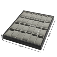 Boîte à montres 24/30 emplacements, nouveau design 2026, plateau de présentation et organisateur de montres à motif bois de santal noir avec velours gris