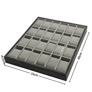 Boîte à <span class=keywords><strong>montres</strong></span> <span class=keywords><strong>24</strong></span>/30 emplacements, nouveau design 2026, plateau de présentation et organisateur de <span class=keywords><strong>montres</strong></span> à motif bois de santal noir avec velours gris - Product Image 5