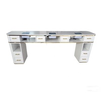 Table de Manucure de Luxe Moderne Personnalisée pour Salon de Beauté, Table à Ongles en Bois Multi-Rangements avec Séchoir à Ongles et Aspirateur de Poussière pour Usage Commercial