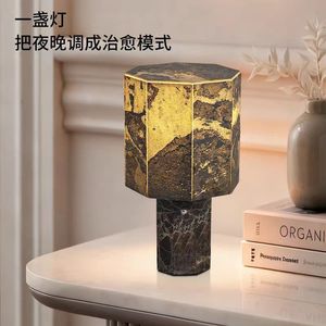 Lampe de table en marbre naturel E27, commande par interrupteur LED, design moderne et simple pour salon, chambre à coucher, bureau - Product Image 4
