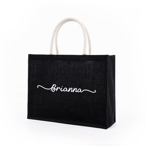 <span class=keywords><strong>Sac</strong></span> en <span class=keywords><strong>jute</strong></span> personnalisé avec logo, réutilisable, noir, pour la plage, <span class=keywords><strong>sac</strong></span> <span class=keywords><strong>fourre</strong></span>-<span class=keywords><strong>tout</strong></span> en <span class=keywords><strong>toile</strong></span> <span class=keywords><strong>de</strong></span> <span class=keywords><strong>jute</strong></span> pour cadeaux - Product Image 4