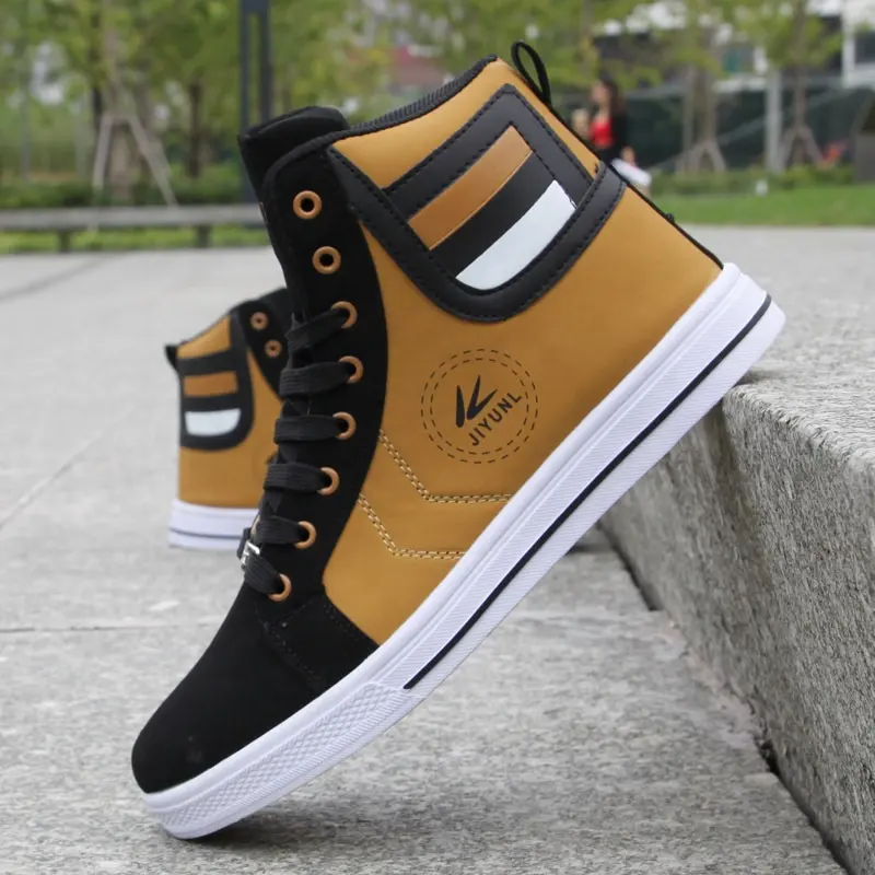 2022 Men's Round Toe High Top Sneakers Factory Custom Lace Up Casual Shoes