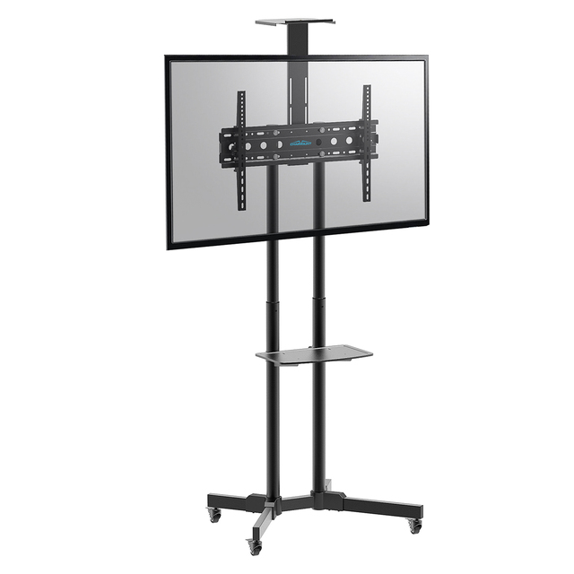 Height Adjustable Portable Shelf Rolling Floor Stand Mobile TV Cart with Wheels Max VESA 600x420mm