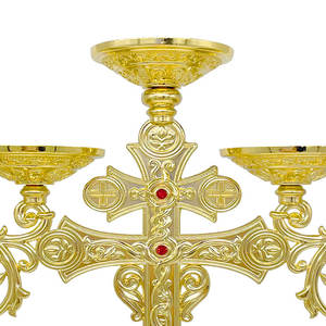 Orthodoxe 7-kaars Zinklegering Kerkbenodigdheden, 12 Inch Hoog 7 Armen Kerkbenodigdheden, Vintage Ontwerp Voor Religieuze Ceremonies - Product Image 2