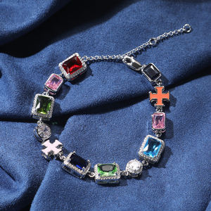 UWIN винтажный многоцветный 5A CZ драгоценный камень эмаль поперечное звено цепочка ретро браслет красочный Цирконий деко женский браслет ювелирные изделия - Product Image 2