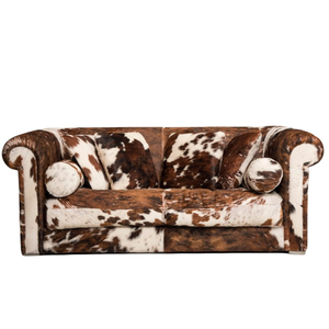 Canapé de salon en cuir de vache de style vintage américain - Product Image 3