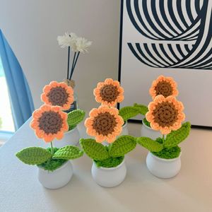 Pot de fleurs tressé à la main pour bouquet de tournesols, idéal pour fleurs fraîches préservées, parfait pour les marchés nocturnes ou comme cadeau pour la Fête des Enseignants - Product Image 2