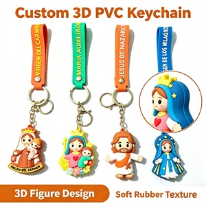 Llavero de PVC suave 3D personalizado con figura de santo católico de dibujos animados, Virgen María y Jesús, para regalo o recuerdo de iglesia - Product Image 1