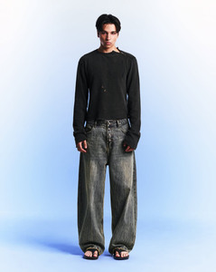 High Quality Boxy Fit <b>Long</b> Sleeve Top for Men Distressed Thermal <b>Long</b> Sleeve <b>Shirts</b> Waffle Fabric <b>t</b> <b>Shirt</b> - Product Image 4