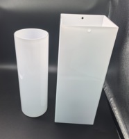 Abat-jour en verre pressé givré blanc laiteux moderne de fabrication OEM, forme carrée et cylindrique, lustre suspendu