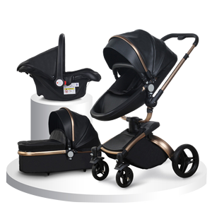 Passeggino 3-in-1 a Forma di Uovo in Pelle PU, Carrozzina per Neonati, Combo Passeggino Multifunzione con <span class=keywords><strong>Seggiolino</strong></span> <span class=keywords><strong>Auto</strong></span> <span class=keywords><strong>e</strong></span> Culla Portatile - Product Image 2