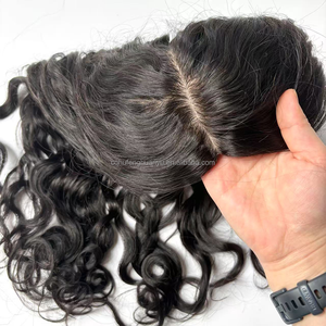 Prêt à expédier : Topper capillaire en soie noire naturelle avec boucles, style <span class=keywords><strong>latino</strong></span> bouclé, pour perruque européenne et américaine, vente en gros - Product Image 2