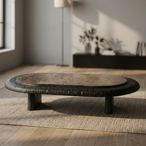 Customer Favorite Modern Oval <b>Coffee</b> <b>Table</b> With Tempered Glass Top And Rattan Frame <b>Legs</b> Living Room Furniture - Product Image 5