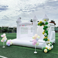 Château gonflable commercial blanc, château gonflable de 13 x 12 x 14,5 pieds, grand château gonflable pour mariages