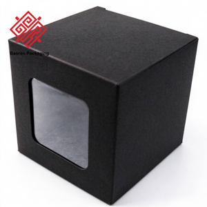 Foldable Kraft Paper <b>Box</b> With <b>Clear</b> PVC Window, Matte Black White Cardboard Window <b>Box</b> For Cake Candle <b>Gift</b> Cosmetic Packaging - Product Image 4