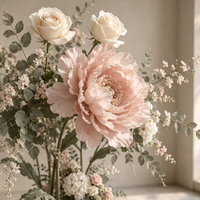 Y-036 Ensemble de fleurs artificielles géantes de luxe, vert sauge, rose blush, blanc, grandes décorations florales pour mariage, décor de toile de fond personnalisé pour événements