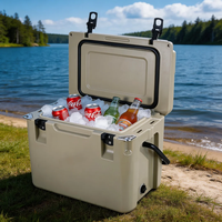 Glacière thermique portable 25QT en PE rotomoulé, réutilisable, avec panneau solaire, pour stockage de glace sèche, usage commercial, logo personnalisé moderne, pour aliments et canettes