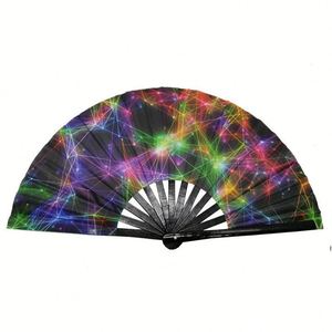 Grand Éventail à Main en Bambou Écologique Imprimé UV Personnalisé de Luxe avec Logo Sculpté Effet Fluorescent Grand Éventail Clac Fort - Product Image 5