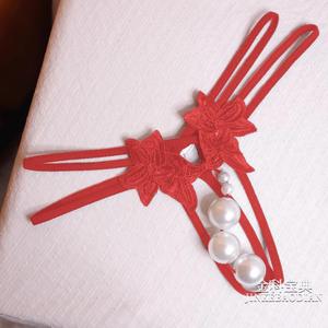 Tanga Sexy de Perlas Ding Zhi Mei, Estilo Triángulo de Encaje Negro, Accesorio Íntimo para Mujer - Product Image 3
