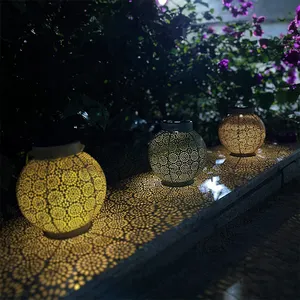 Bahçe güneş açık noel ışıkları dekorasyon ev yuvarlak lamba LED güneş fener topu
