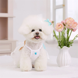 2025 Quatro Estações Branco Pet Doce Arco Vestido Gato Cão Puff Vestido De Noiva + Hairpin - Product Image 6
