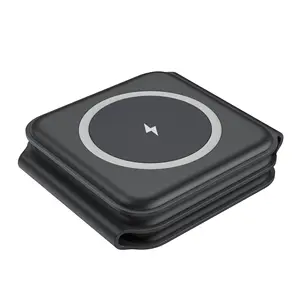 Cargador inalámbrico multifuncional 3 en 1 15W para teléfono 5W para auriculares 3W para reloj soporte de teléfono plegable portátil para exteriores