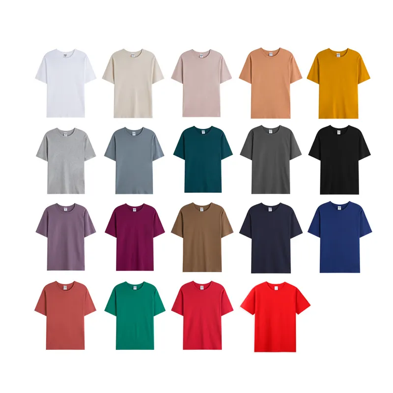 190GSM 100% Cotton Summer Short Sleeve Plain Mens T-Shirts Casual O-neck Solid Men Tee Shirts Custom Logo