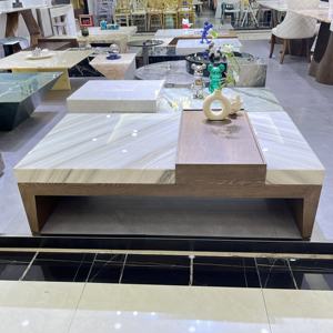 モダンミニマリストリビングルーム家具センターテーブルスクエアギャラクシーブルーオーシャンストーム大理石コーヒーテーブルプリントセット - Product Image 3