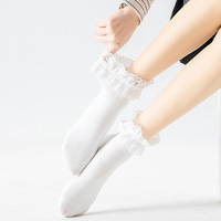 Chaussettes d'été courtes en dentelle pour femme, jolies chaussettes de princesse en coton à volants, Style Lolita, de haute qualité