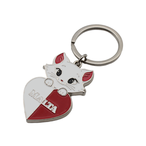 LLavero personalizado de esmalte de corazón de gato de <span class=keywords><strong>Malta</strong></span>, regalo de viaje de Metal de recuerdo <span class=keywords><strong>para</strong></span> turistas - Product Image 1