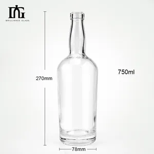 핫 세일 클리어 500ml 700ml 750ml 위스키 브랜디 빈 병 코르크 럼 리큐어 병 홈 아이스 와인 병