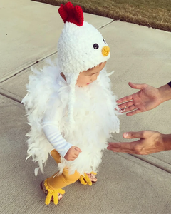 Costume de poulet en peluche pour bébé, ensemble de vêtements d'Halloween à plumes, tenue de fête pour tout-petit avec sac à main poulet - Product Image 4