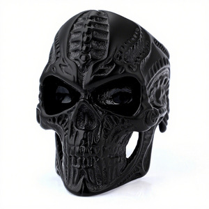<span class=keywords><strong>Retro</strong></span> estilo <span class=keywords><strong>punk</strong></span> gótico aço inoxidável esqueleto crânio cabeça osso dedo anéis para homens - Product Image 6