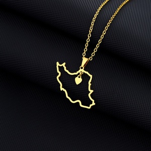 Collar de Acero Inoxidable con Mapa de Irán Hueco, Colgante de Corazón, Joyería con Contorno Persa, Regalo Nacional de Amor para Hombres y Mujeres - Product Image 5