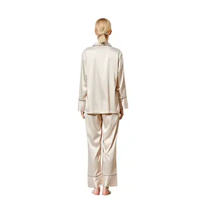 825 Удобная Шелковая ночная рубашка с воротником и отделкой на заказ, роскошная шелковая пижама