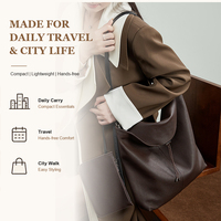 Sac Hobo en Cuir Pleine Fleur Contemporain, Design Souple Grande Capacité pour le Travail et les Week-ends, Sac à Bandoulière Femme, Marque Privée