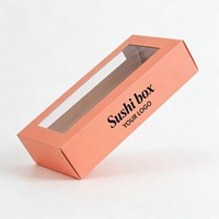 Boîte à sushi personnalisée en gros avec logo et taille sur mesure, impression numérique, boîte alimentaire de qualité alimentaire, emballage pour snacks avec fenêtre transparente