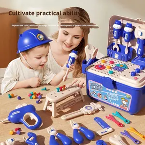 Boîte à outils de jeu de rôle en plastique pour enfants, <span class=keywords><strong>perceuse</strong></span> électrique, tournevis, <span class=keywords><strong>jouet</strong></span> d'assemblage multifonctionnel pour les enfants de 5 à 7 ans - Product Image 2